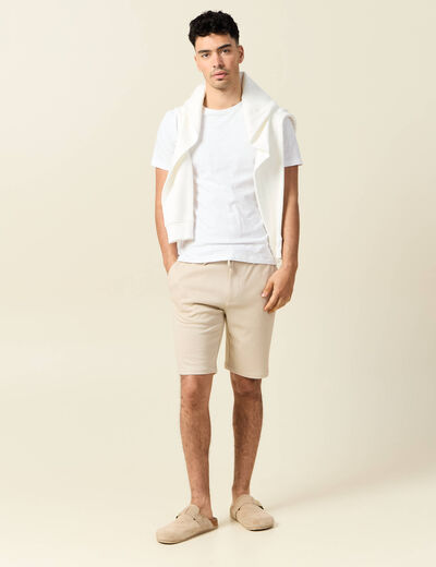 Bermuda droit élastiqué beige homme