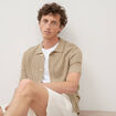 Chemise en coton manches courtes beige homme