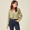 Blouse satin éco-responsable vert kaki femme