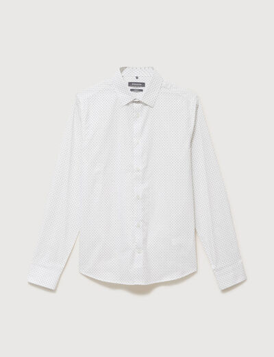 Chemise cintr&eacute;e en coton manches longues bleu homme