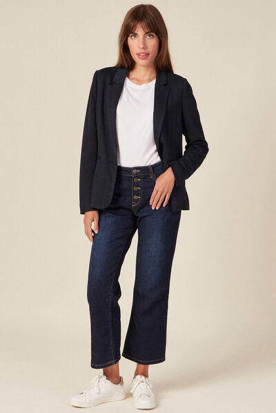 Veste blazer droite bleu marine femme