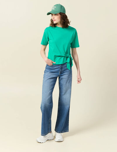 T-shirt manches courtes noeud vert femme