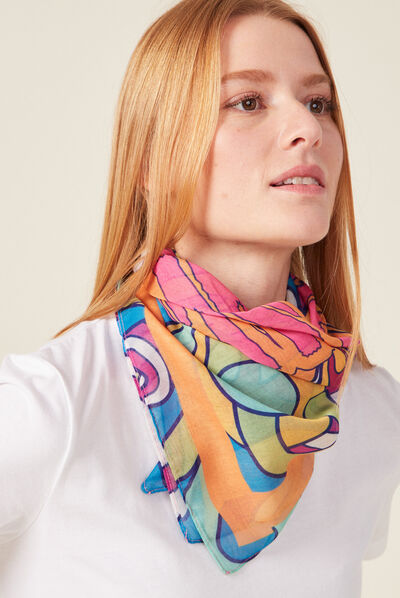 Foulard carré rose fushia femme