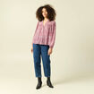 Blouse manches longues col V rose femme