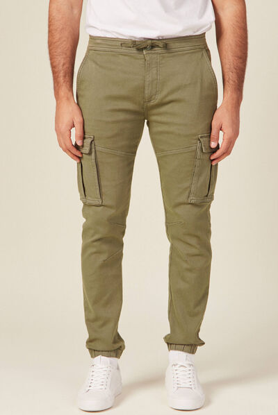 Pantalon battle bas resserré vert kaki homme