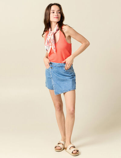 Débardeur bretelles larges rouge corail femme