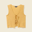 Débardeur droit cropped col rond jaune moutarde femme