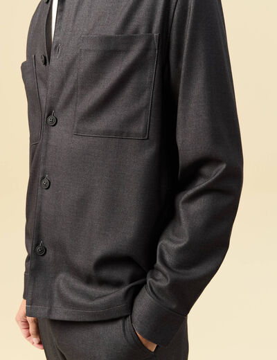 Surchemise col classique manches longues gris fonc&eacute; homme