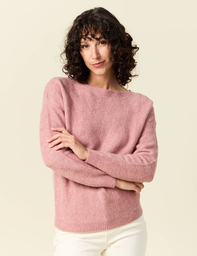 Pull manches longues rose pastel femme