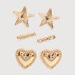 Lot de 3 boucles d'oreilles couleur or femme