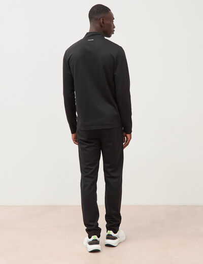 Sweat droit col montant manches longues noir homme
