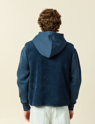 Sweat sans manches effet polaire bleu fonc&eacute; homme