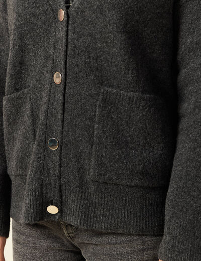 Gilet manches longues gris fonc&eacute; femme
