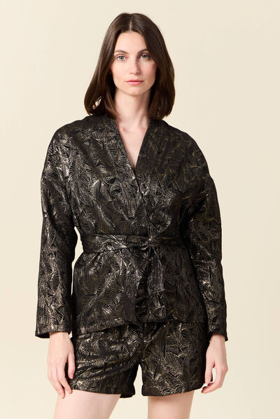 Veste droite éco-responsable couleur or femme