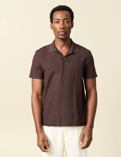 Polo manches courtes marron fonc&eacute; homme