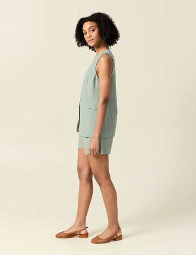 Veston sans manches vert kaki femme