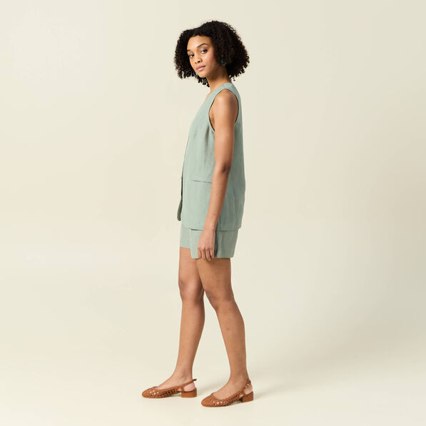 Veston sans manches vert kaki femme
