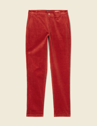 Pantalon chino velours côtelé rouge foncé femme