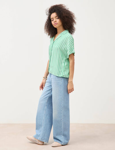 Chemise manches 3/4 vert menthe femme