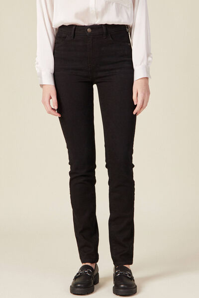 Jeans slim taille haute denim noir femme