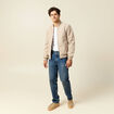 Blouson doubl&eacute; manches longues beige homme