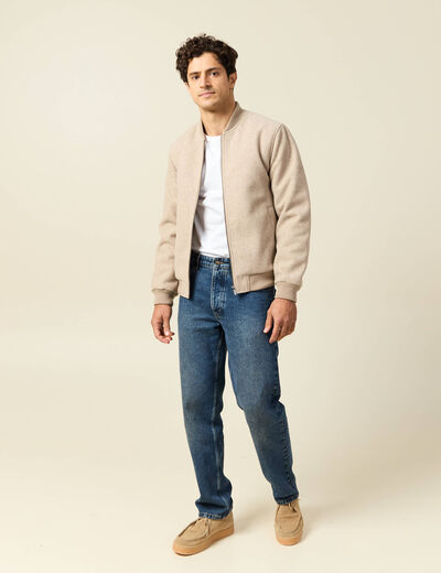 Blouson doubl&eacute; manches longues beige homme