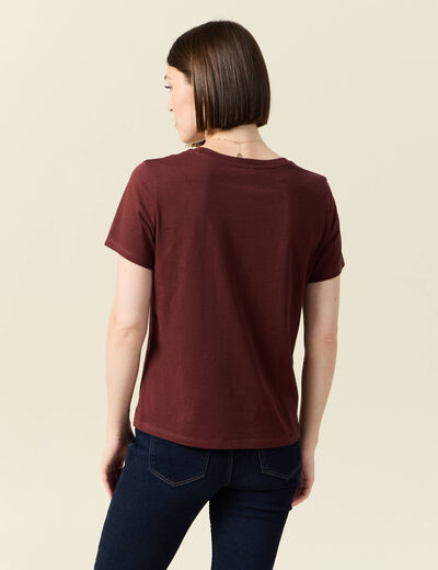 T-shirt manches courtes marron femme