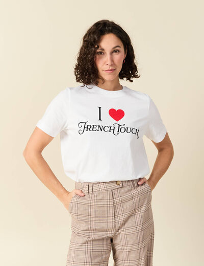 T-shirt oversize col rond en coton blanc femme