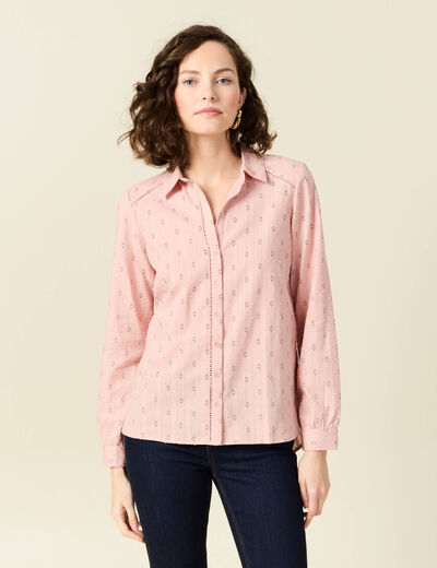 Chemise manches longues rose poudrée femme