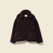 Manteau court droit effet polaire marron foncé femme