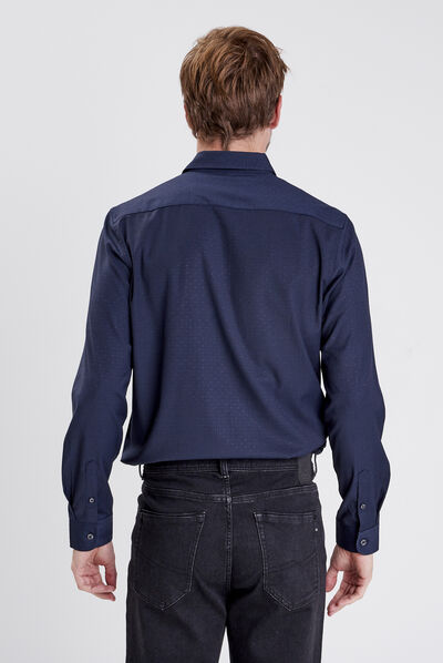 Chemise manches longues bleu foncé homme