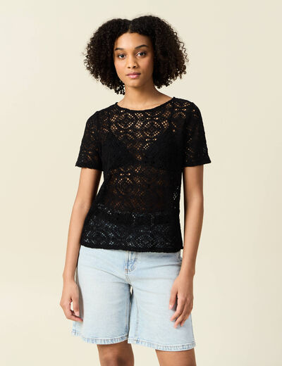 T-shirt manches courtes noir femme