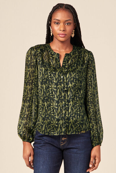 Chemise éco-responsable vert kaki femme
