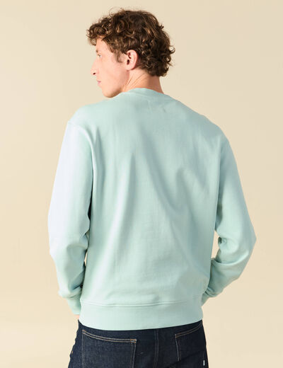 Sweat manches longues en coton bleu gris homme