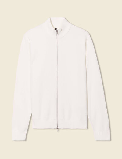 Gilet manches longues zippé ecru homme