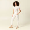 Pantalon large 7/8&egrave;me taille haute ecru femme