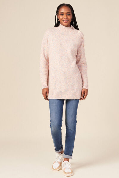 Pull long oversize orange foncé femme
