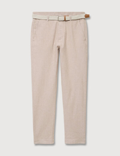 Chino coupe droite longueur 32 beige fonce homme