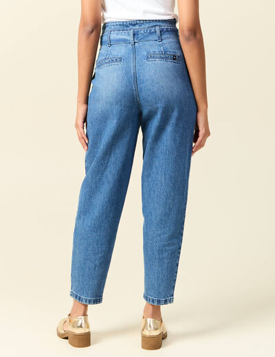 Jeans slouchy taille haute denim stone femme
