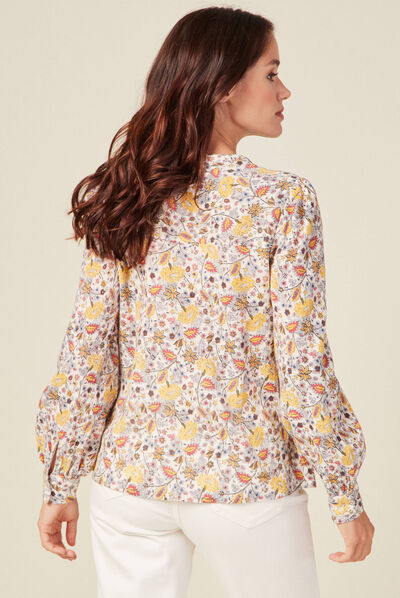 Blouse manches longues beige femme