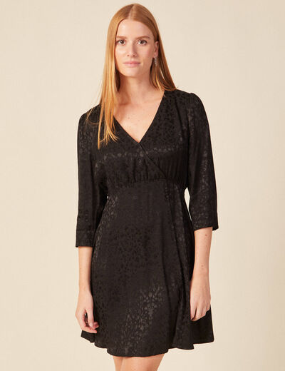 Robe évasée satin noir femme