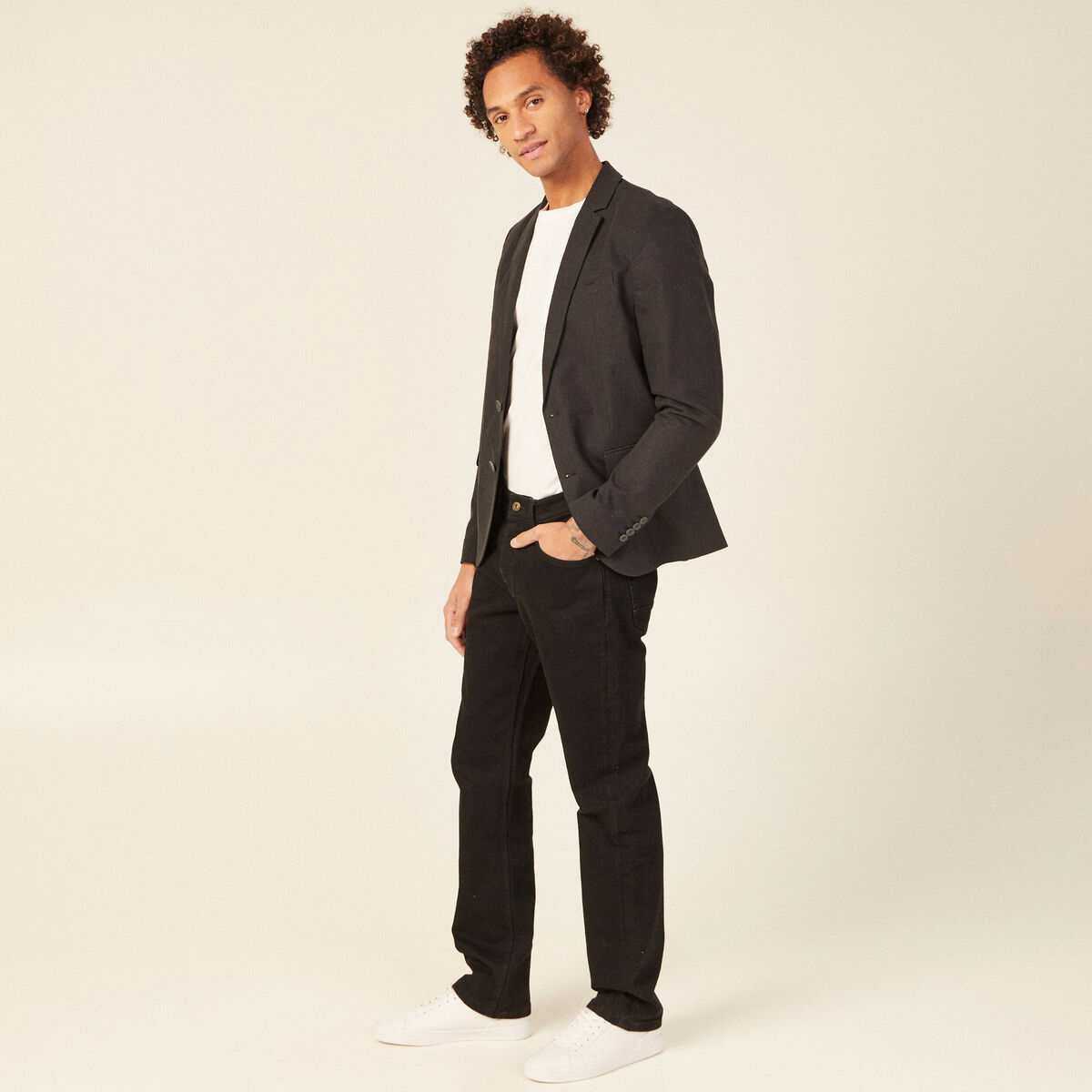 Veste blazer boutonnée noir homme