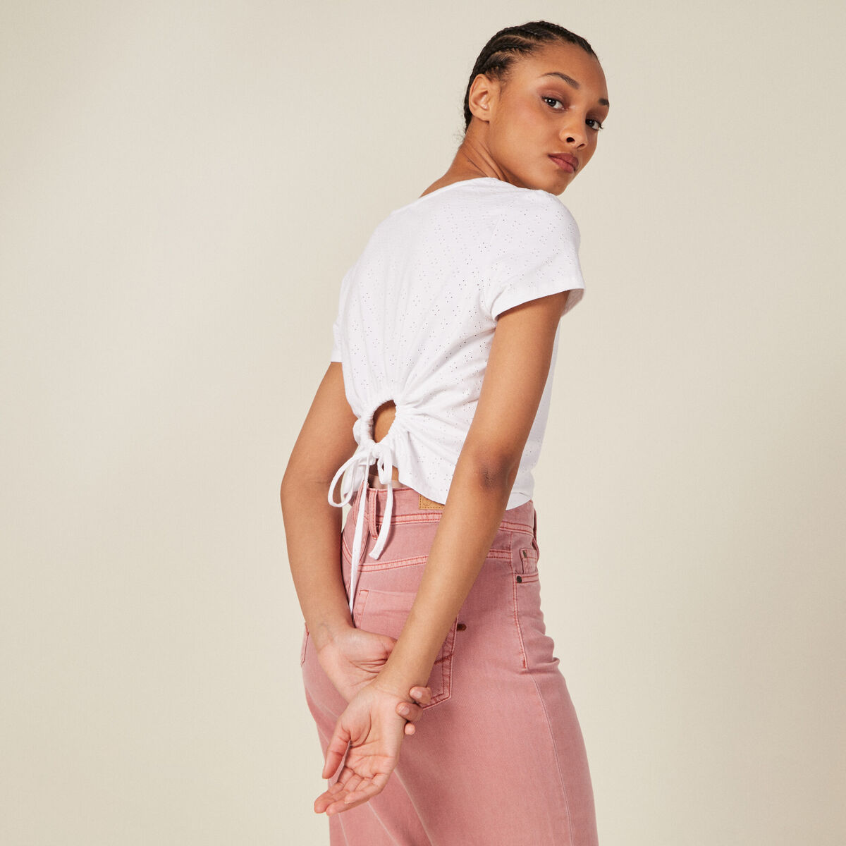 T-shirt manches courtes blanc femme