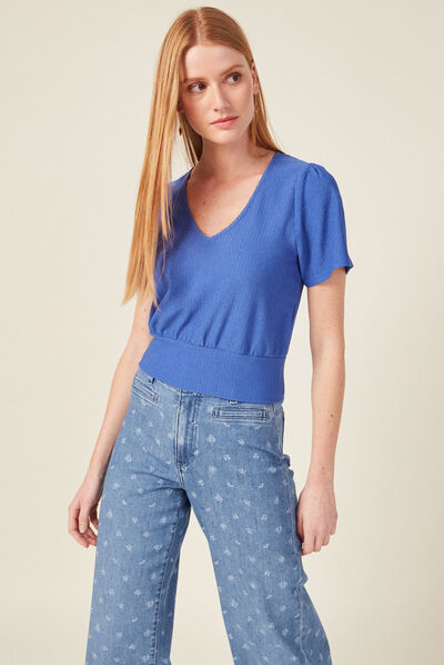 T--shirt manches courtes bleu electrique femme