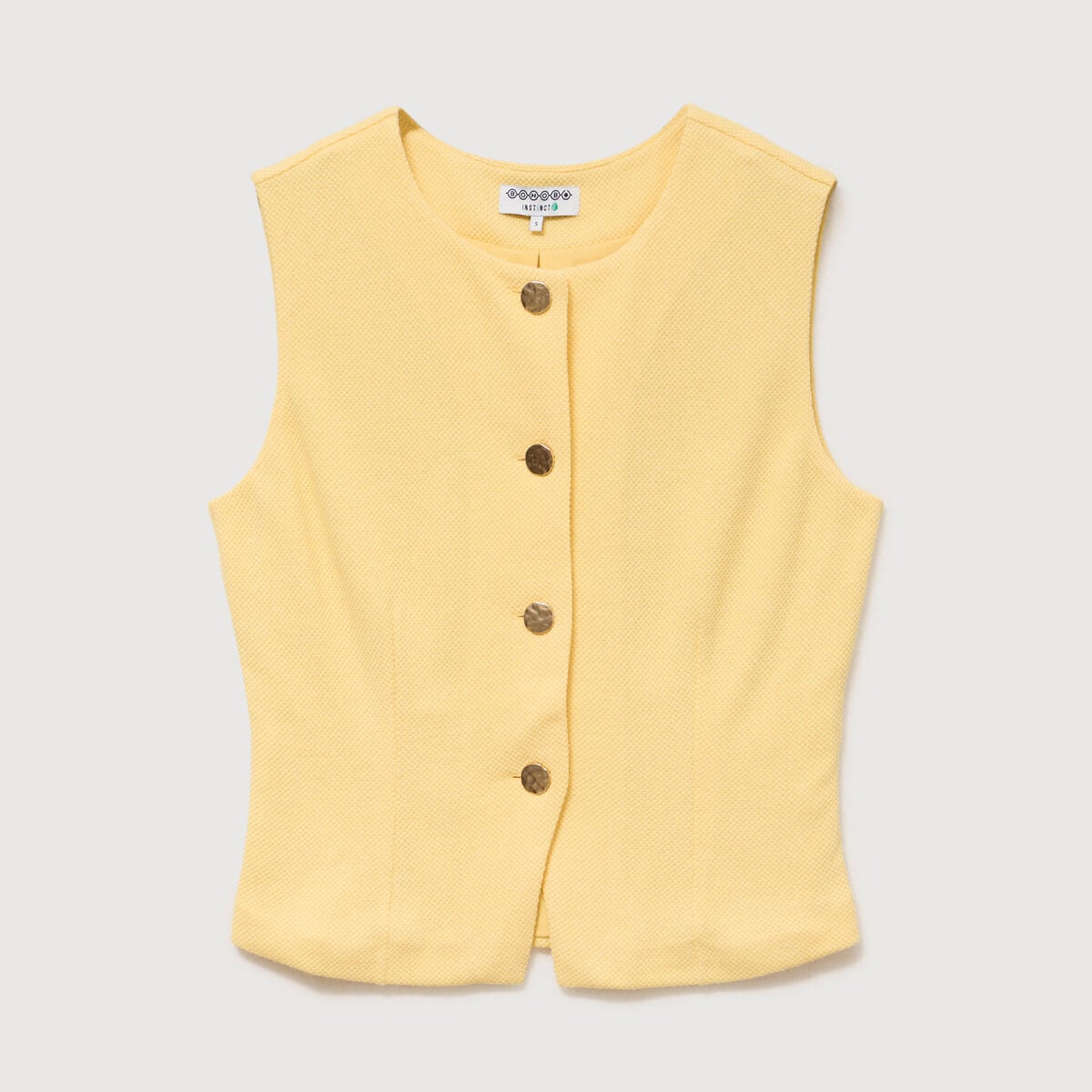 D&eacute;bardeur droit col rond doubl&eacute; jaune clair femme