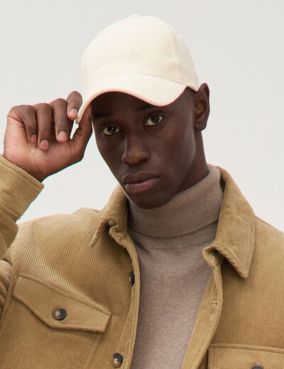 Casquette en velours de coton ecru homme