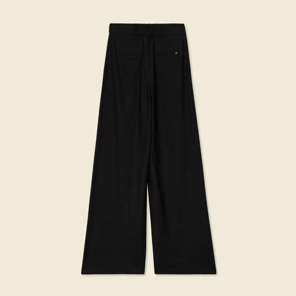 Pantalon large fluide noir femme