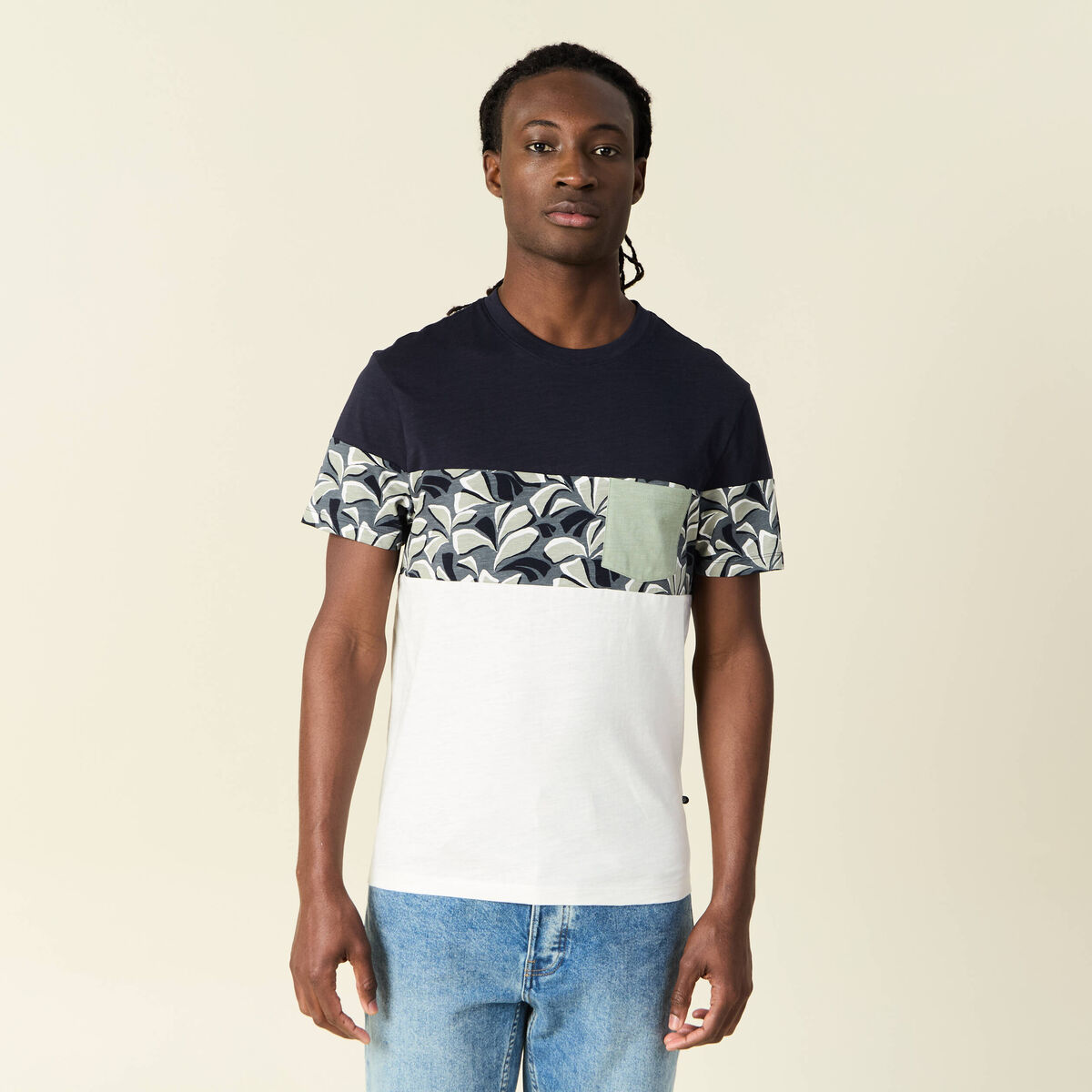 T-shirt manches courtes ecru homme