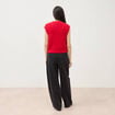 Pull droit sans manches col rond rouge femme