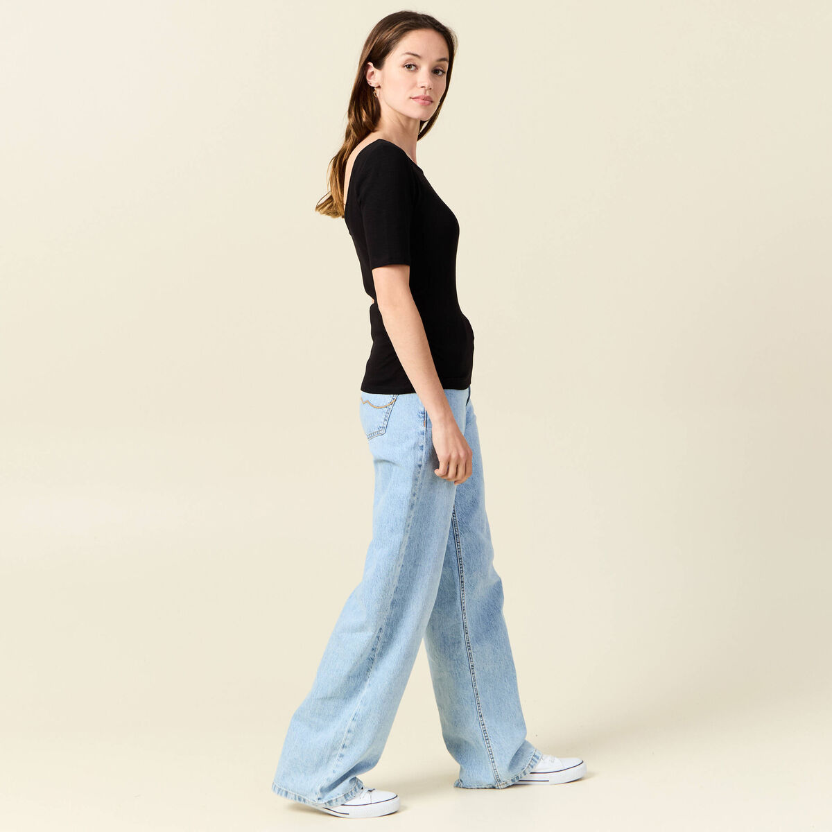 T-shirt manches courtes noir femme
